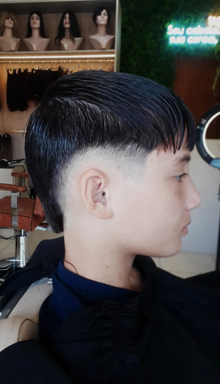 Corte infantil com degradê e topo texturizado